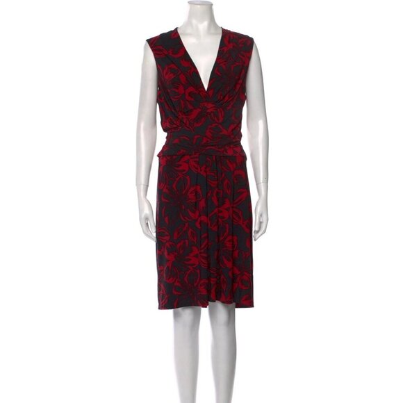 Norma Kamali Sleeveless Floral Wrap Dress Black & Red Size S - Picture 1 of 9